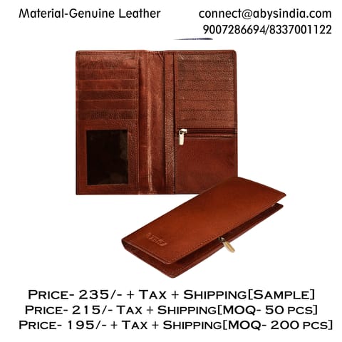 Genuine Leather Light Brown Colour Long Wallet