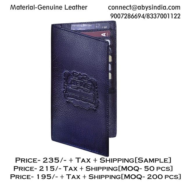 Genuine Leather Blue Colour Long Wallet