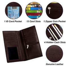 Genuine Leather Coffee Colour Long Wallet