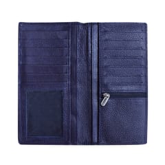 Genuine Leather Blue Colour Long Wallet