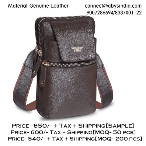 Genuine Leather Coffee Brown Small Messenger\Waist bag