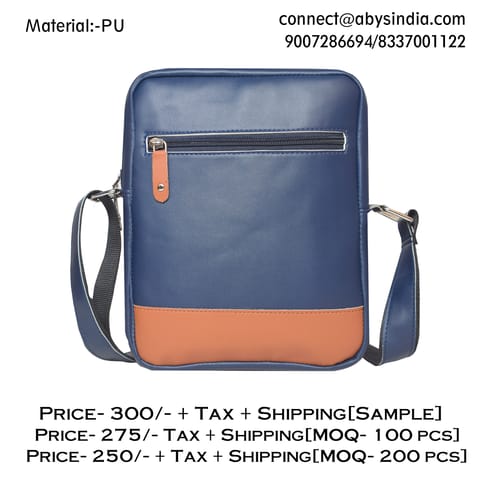 Blue PU Messenger Bag