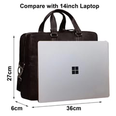 Genuine Leather 14 Inch Coffee Brown Laptop Bag