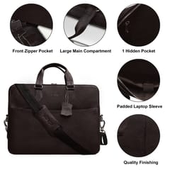 Genuine Leather 14 Inch Coffee Brown Laptop Bag