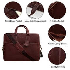 Genuine Leather 14 Inch Dark Brown Laptop Bag