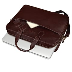 Genuine Leather 14 Inch Dark Brown Laptop Bag