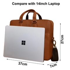 Genuine Leather 14 Inch Tan Laptop Bag