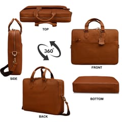 Genuine Leather 14 Inch Tan Laptop Bag