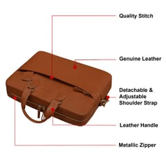 Genuine Leather 14 Inch Tan Laptop Bag