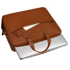 Genuine Leather 14 Inch Tan Laptop Bag