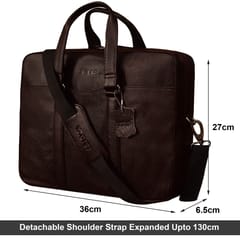 Genuine Leather 14 Inch Coffee Laptop Bag