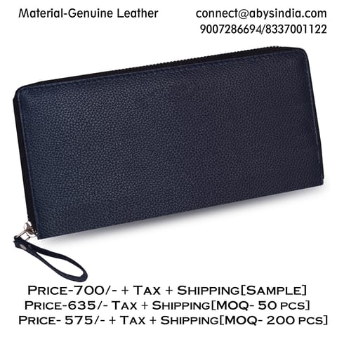 Genuine Leather Blue Ladies Wallet