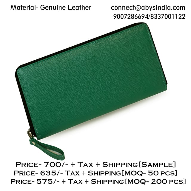 Genuine Leather Green Ladies Wallet