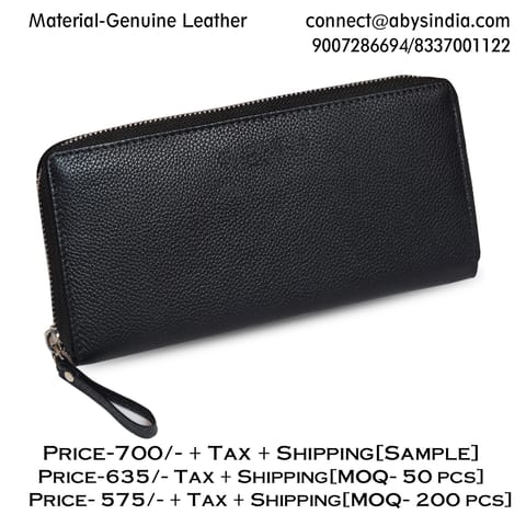 Genuine Leather Black Ladies Wallet