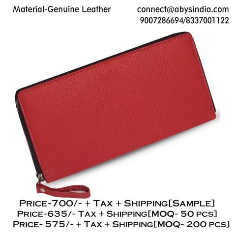 Genuine Leather Red Ladies Wallet