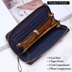 Genuine Leather Blue Ladies Wallet