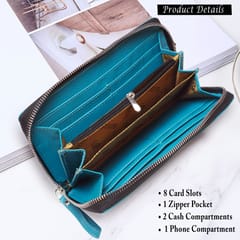 Genuine Leather Sky Blue Ladies Wallet