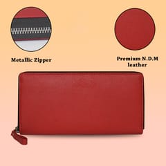 Genuine Leather Red Ladies Wallet