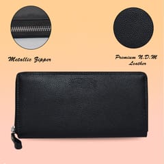 Genuine Leather Black Ladies Wallet