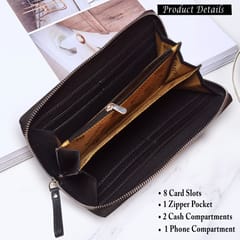 Genuine Leather Black Ladies Wallet