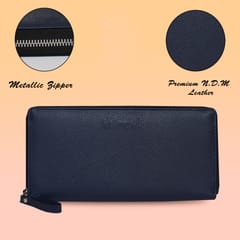 Genuine Leather Blue Ladies Wallet